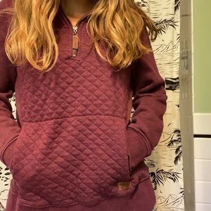 LL Bean Women's Quilted Quarter-Zip Pullover Maroon SP